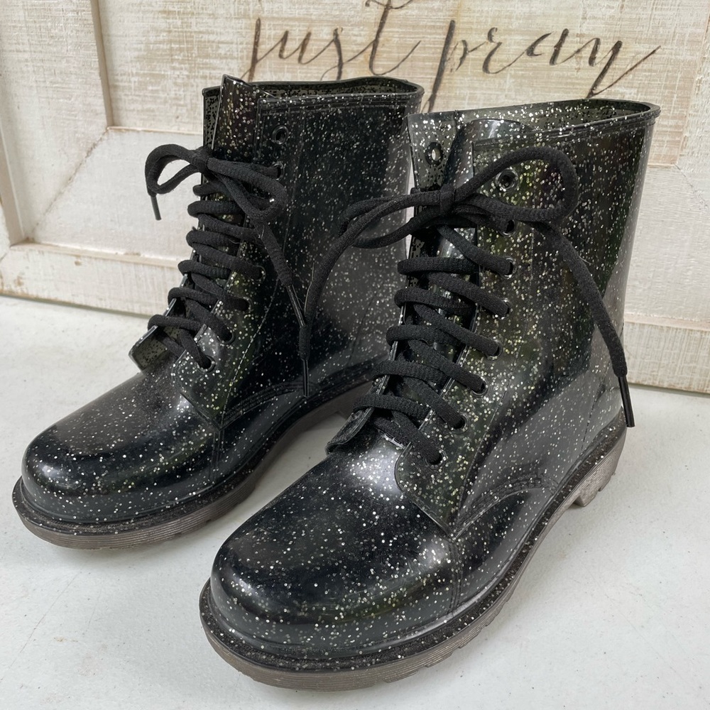 Black Glitter Boots